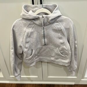 Light gray Lululemon scuba half zip hoodie. Size XS/S
